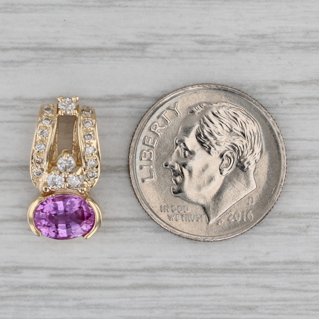 Gray 1.28ctw Pink Sapphire Diamond Pendant 14k Yellow Gold