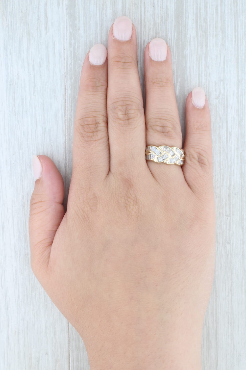 1ctw Diamond Woven Knot Work Ring 14k Yellow Gold Size 7.25