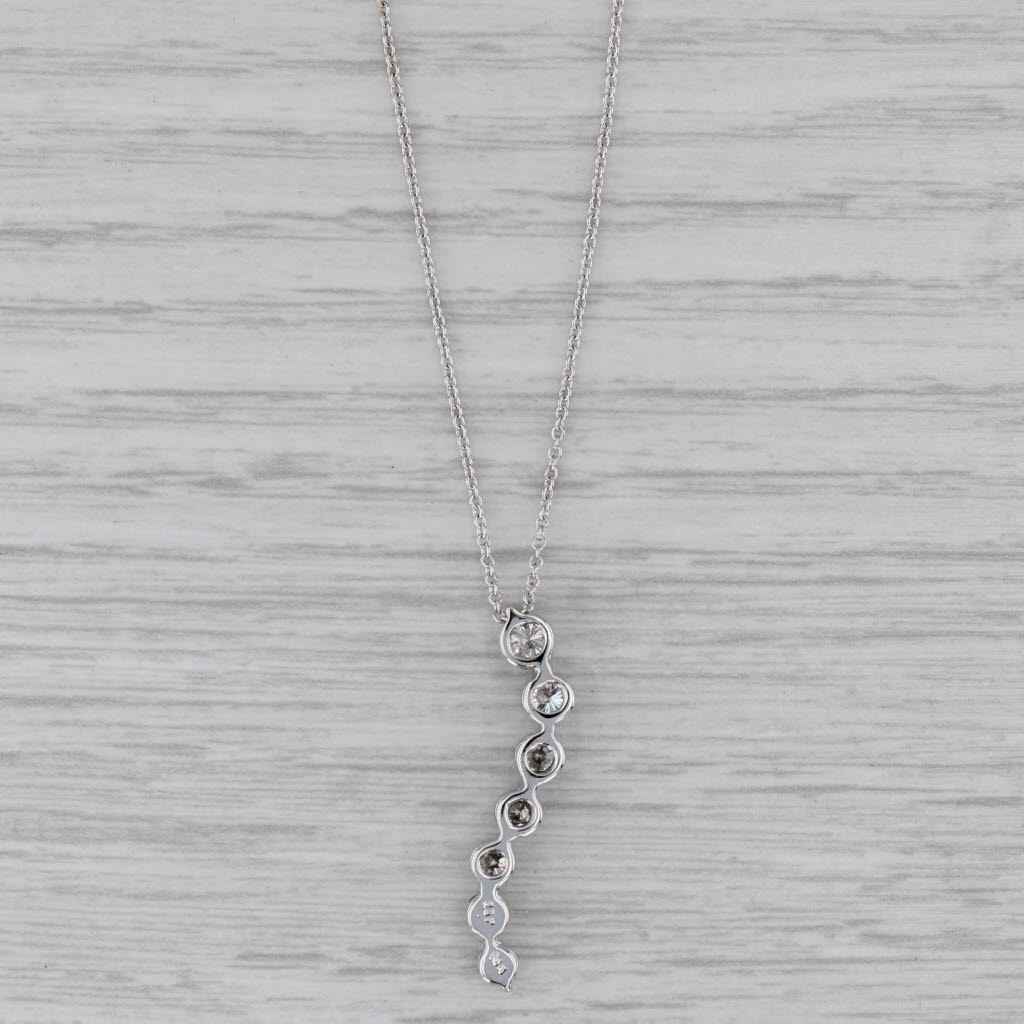 Gray 0.91ctw Diamond Journey Pendant Necklace 14k White Gold 18" Cable Chain