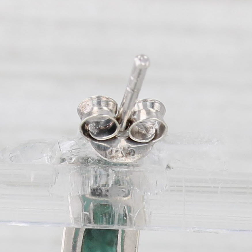 Light Gray Imitation Turquoise Hoop Earrings Sterling Silver Round Hoops Inlayed Mosaic