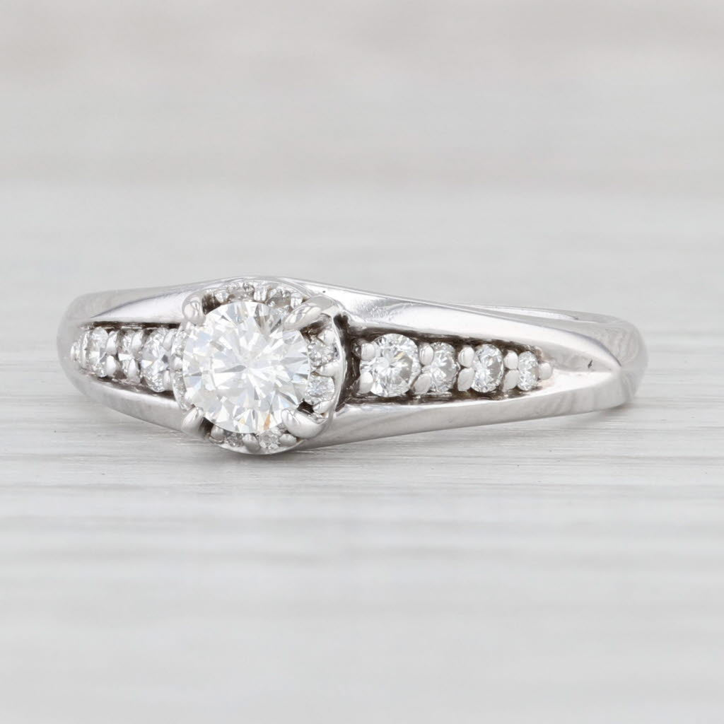 Light Gray 0.50ctw Round Diamond Engagement Ring 14k White Gold Size 7
