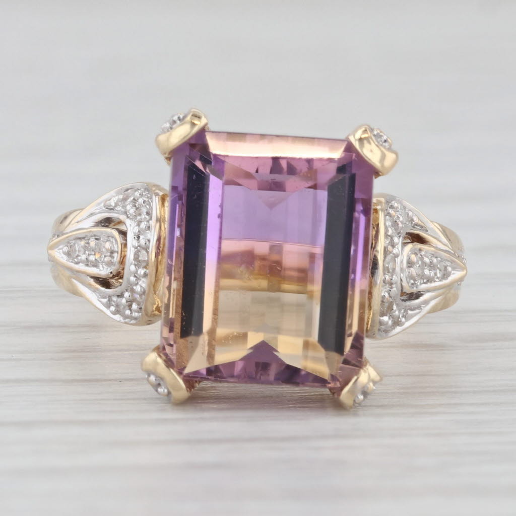 Light Gray 4.90ctw Purple Yellow Ametrine Diamond Ring 10k Yellow Gold Size 6