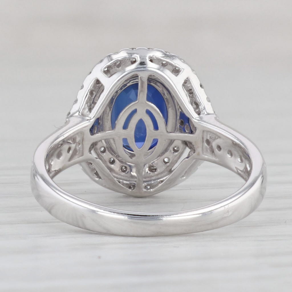 Light Gray 3.15ctw Lab Created Blue Sapphire Diamond Halo Ring 14k Gold Size 6 Engagement