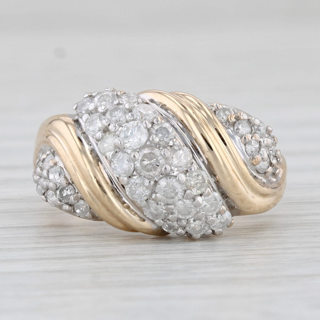 Light Gray 1ctw Diamond Cluster Ring 14k Yellow Gold Size 6.75