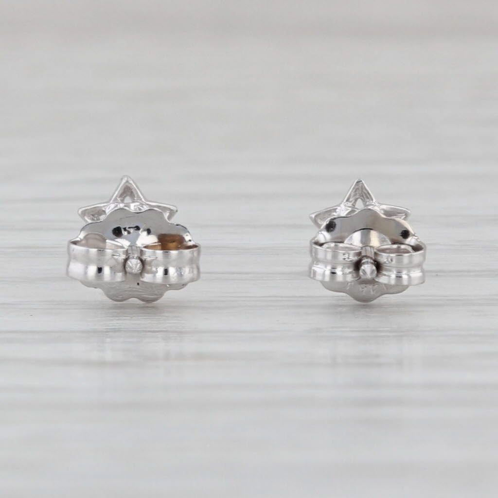Small Cubic Zirconia Star Stud Earrings 14k White Gold Studs