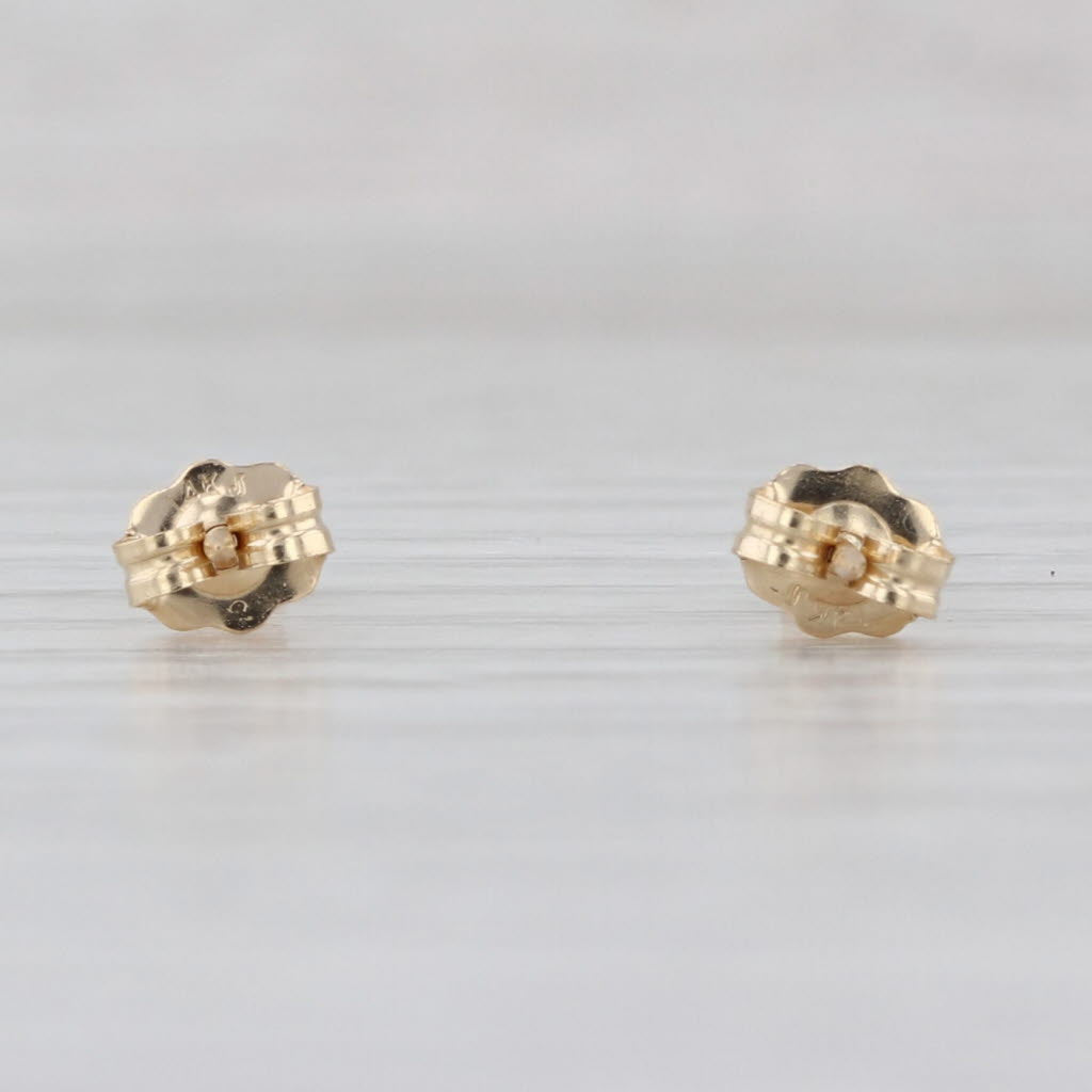 Light Green Glass Imitation Peridot Stud Earrings 14k Yellow Gold Studs