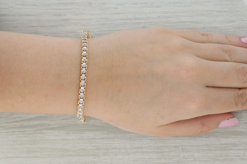 Dark Gray 0.33ctw Diamond Tennis Bracelet 10k Yellow Gold 7" 4.4mm