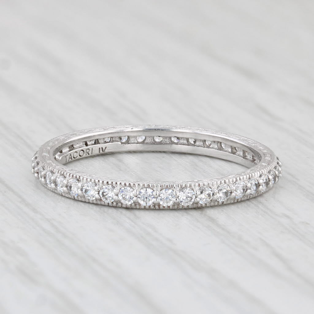 Light Gray Tacori 0.56ctw Cubic Zirconia Eternity Band Sterling Silver Wedding Ring