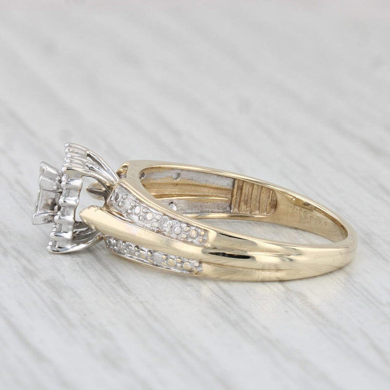 0.25ctw Princess Diamond Halo Engagement Ring 10k Yellow Gold Size 7
