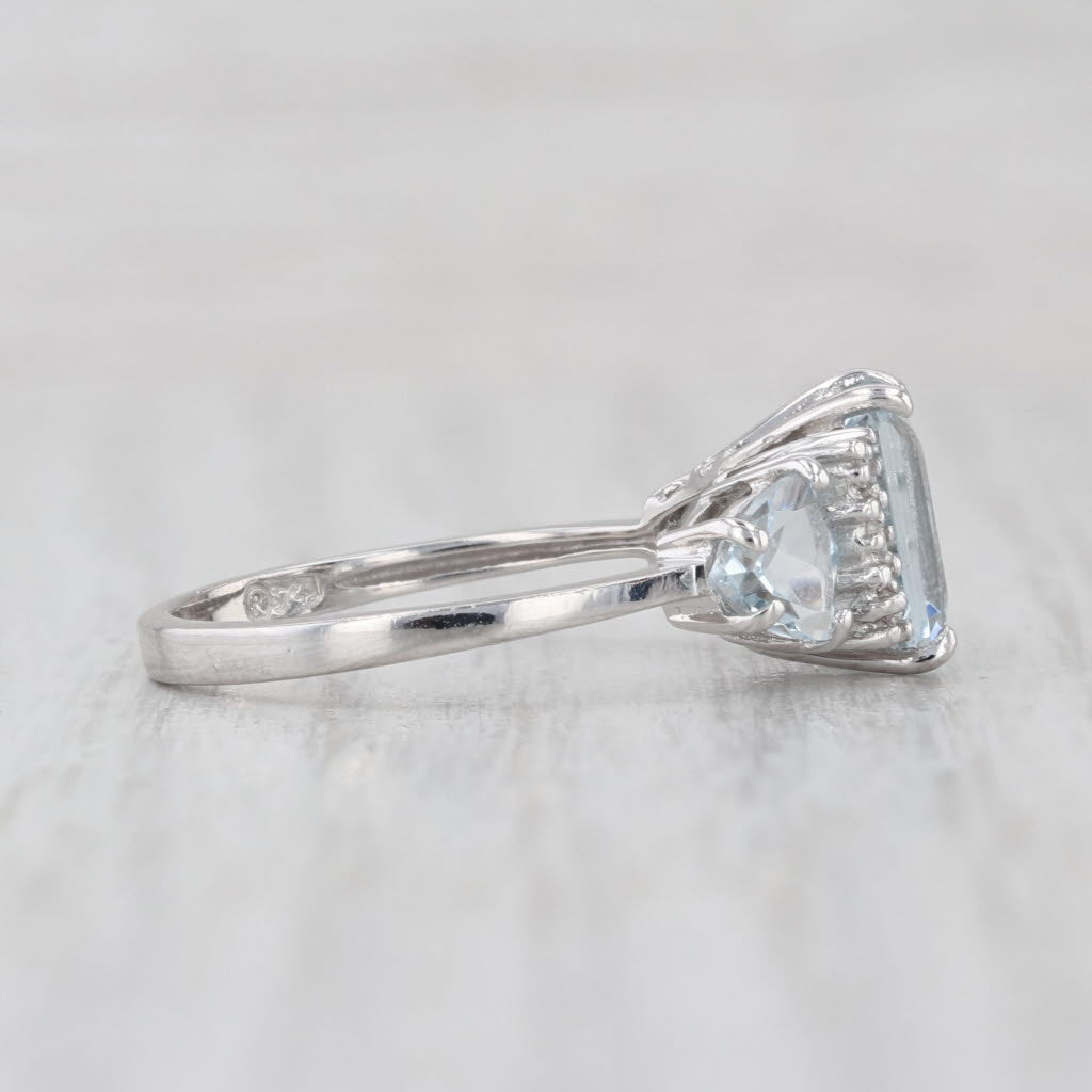 2.12ctw Aquamarine Diamond Ring 10k White Gold Size 7