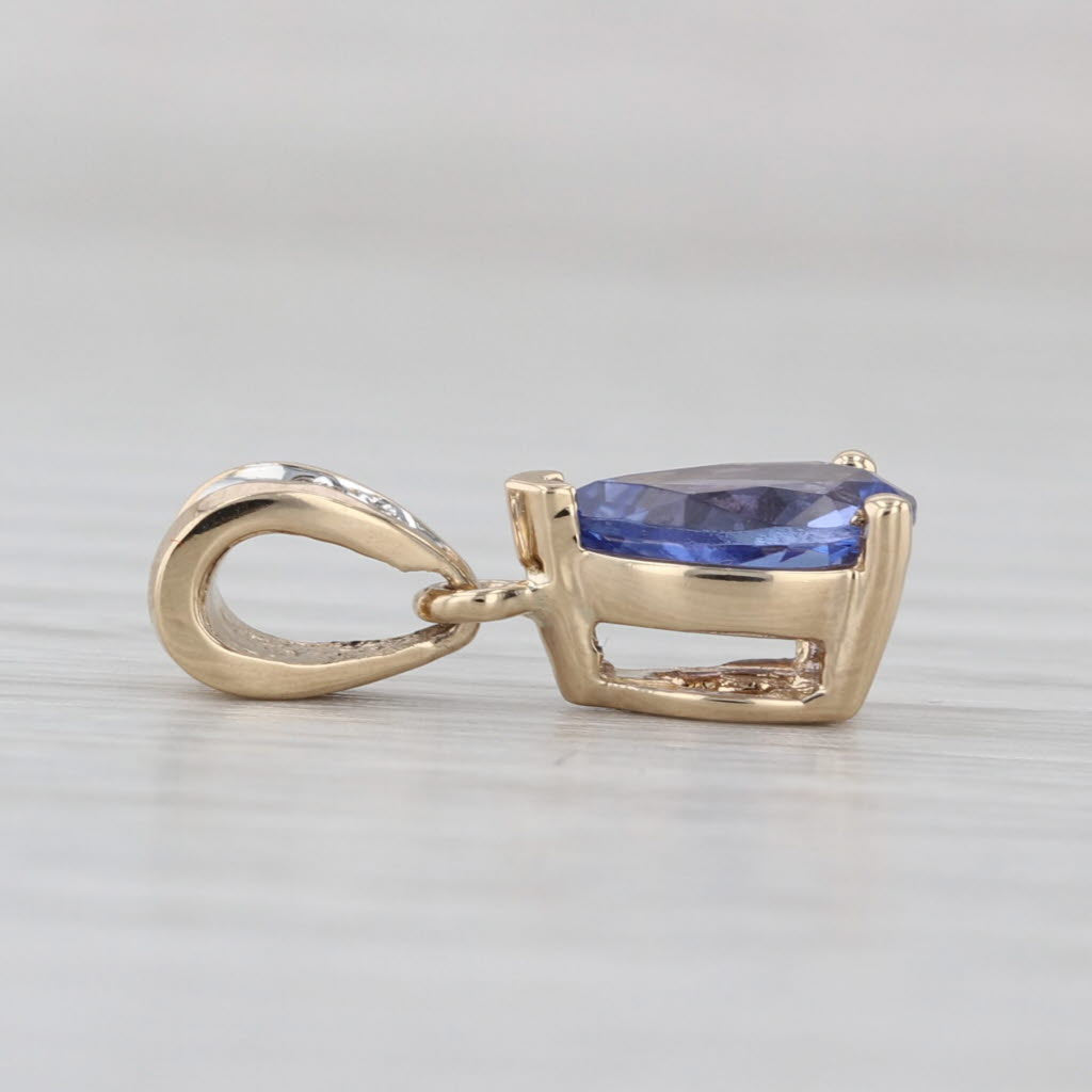 1.30ctw Tanzanite Diamond Pendant 14k Yellow Gold Small Drop