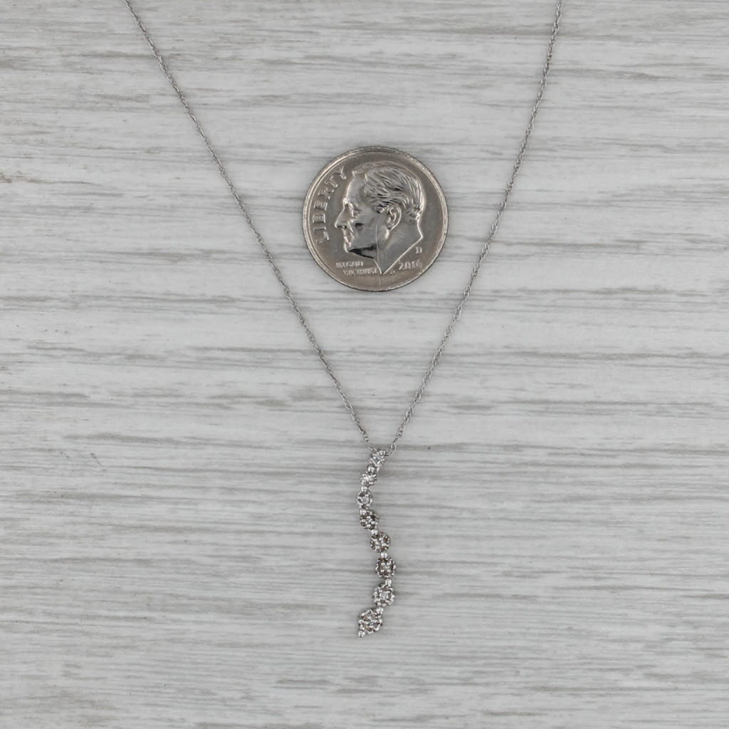 Diamond Journey Pendant Necklace 10k White Gold 18.5" Rope Chain