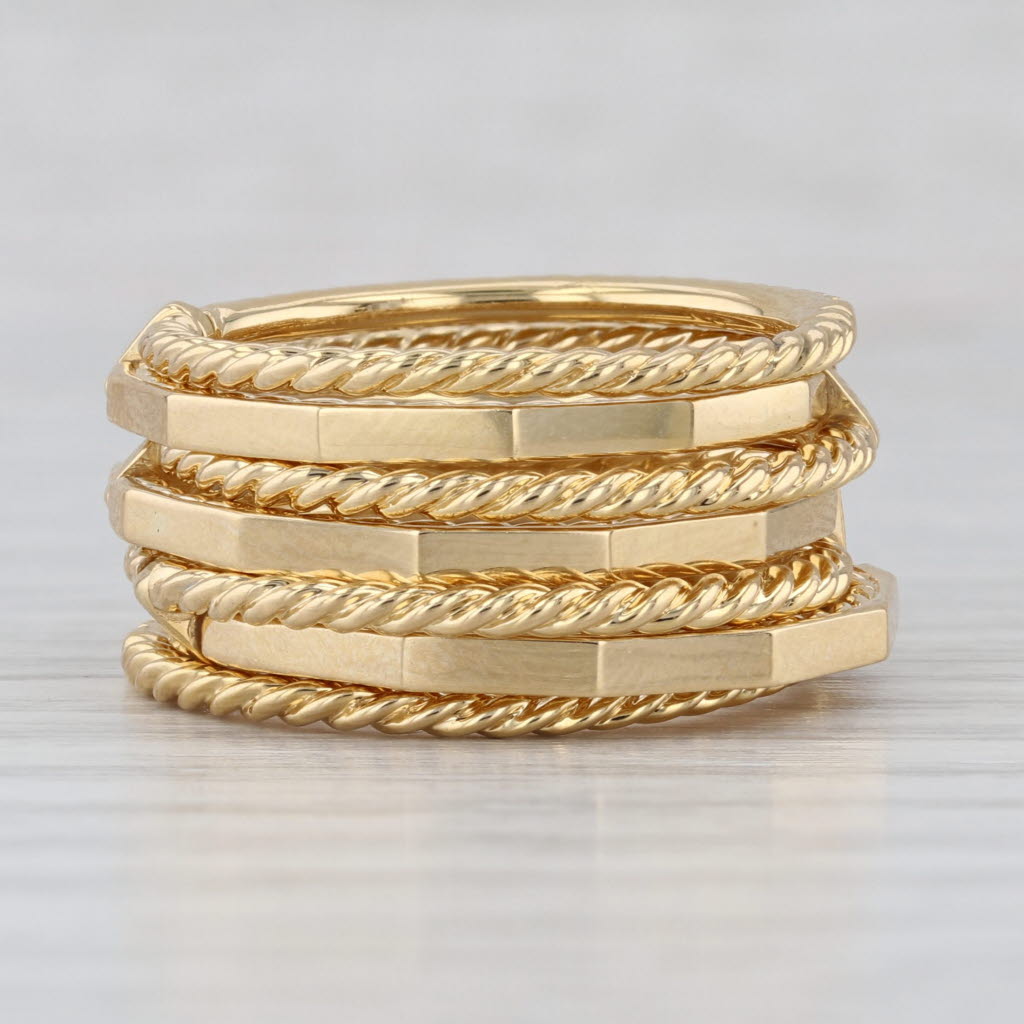 David Yurman 0.75ctw Diamond Stax Open Pave Ring w/ Box 18k Gold Stackable Bands