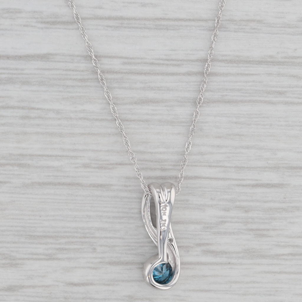 Gray 0.24ctw Blue White Diamond Pendant Necklace 10k White Gold 18" Rope Chain