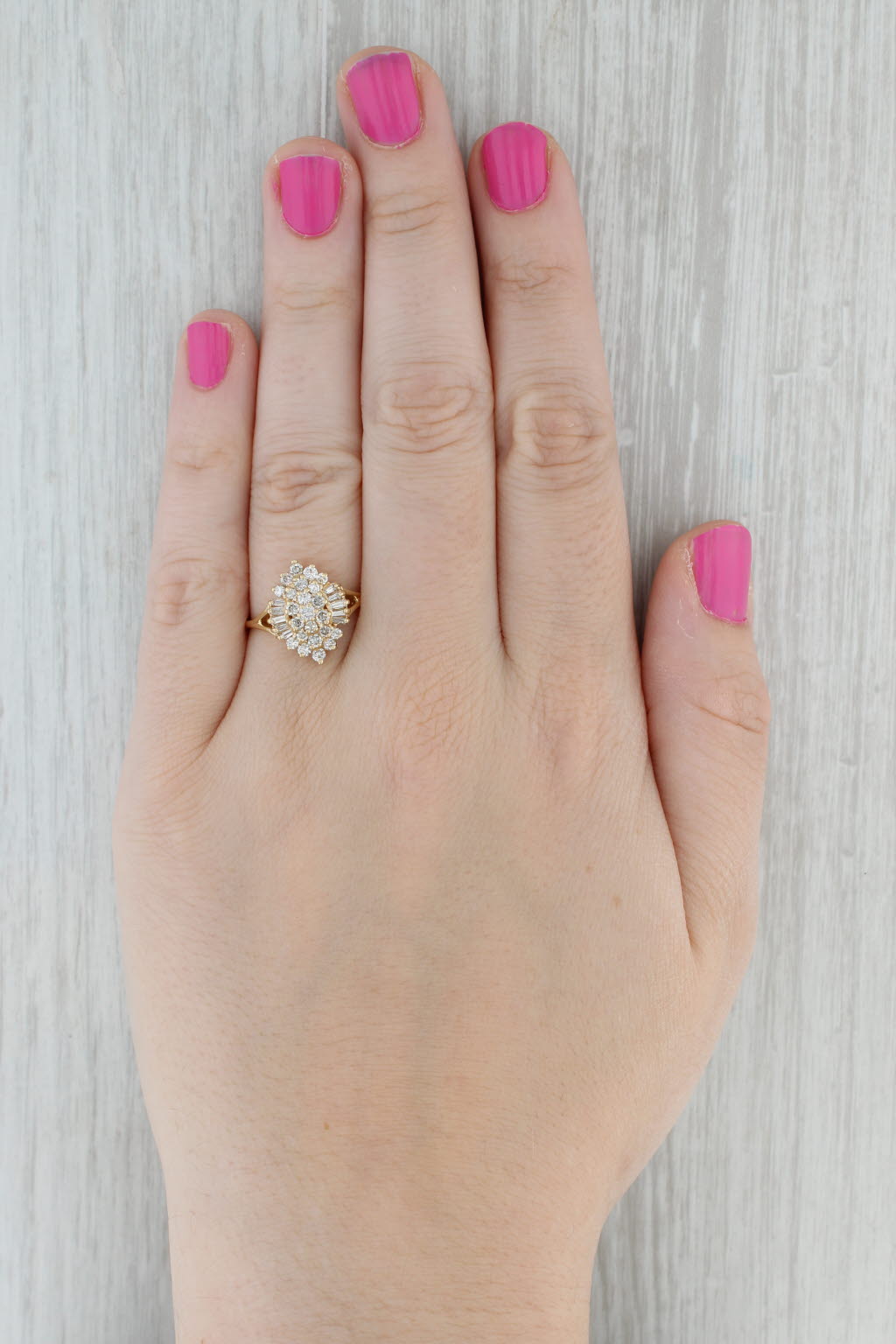 Gray 0.79ctw Diamond Cluster Ring 14k Yellow Gold Size 9.25 Engagement