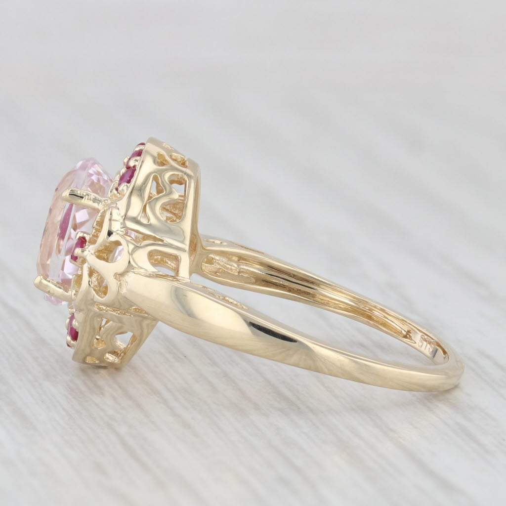 Light Gray 2.30ctw Pink Kunzite Red Ruby Ring 14k Yellow Gold Size 7.25