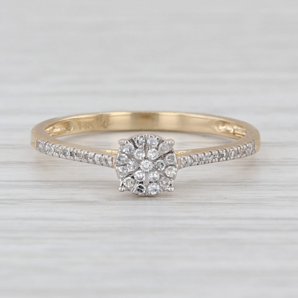 0.14ctw Diamond Cluster Engagement Ring 14k Yellow Gold Size 7.25