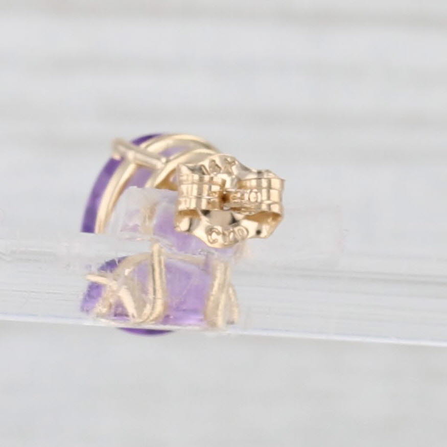 Light Gray 3.40ctw Oval Solitaire Amethyst Stud Earrings 14k Yellow Gold