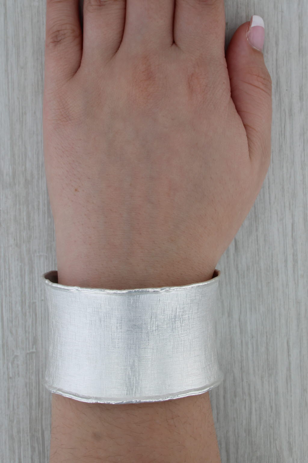 Milor Italy Brushed Silver Cuff Bracelet Sterling Statement 7.5" 41mm