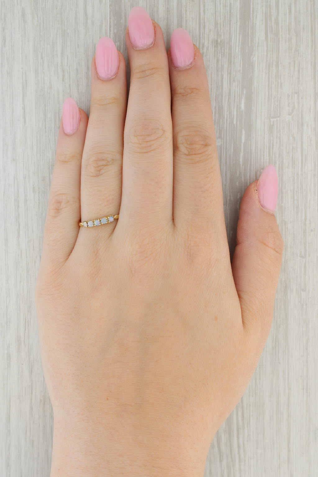 Tan Vintage Opal Ring 10k Yellow Gold Size 9.75 Stackable