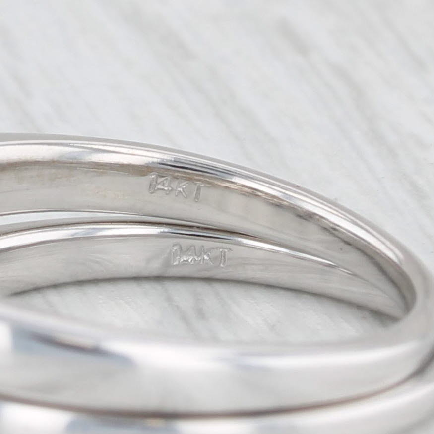 Light Gray 1.07ctw Diamond Princess Cut 14k White Gold Bridal Set Engagement Ring Size 7.25