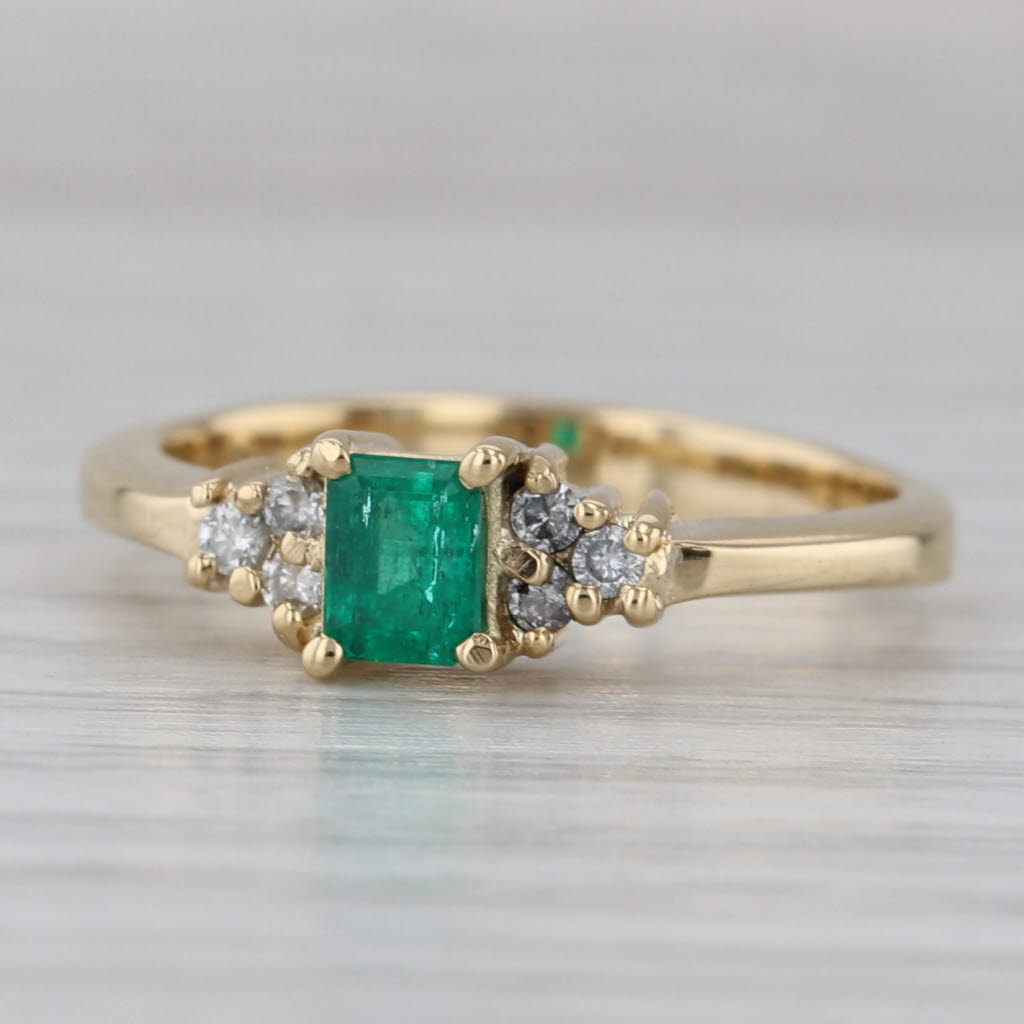 Gray 0.39ctw Emerald Cut Emerald Diamond Ring 14k Yellow Gold Size 5