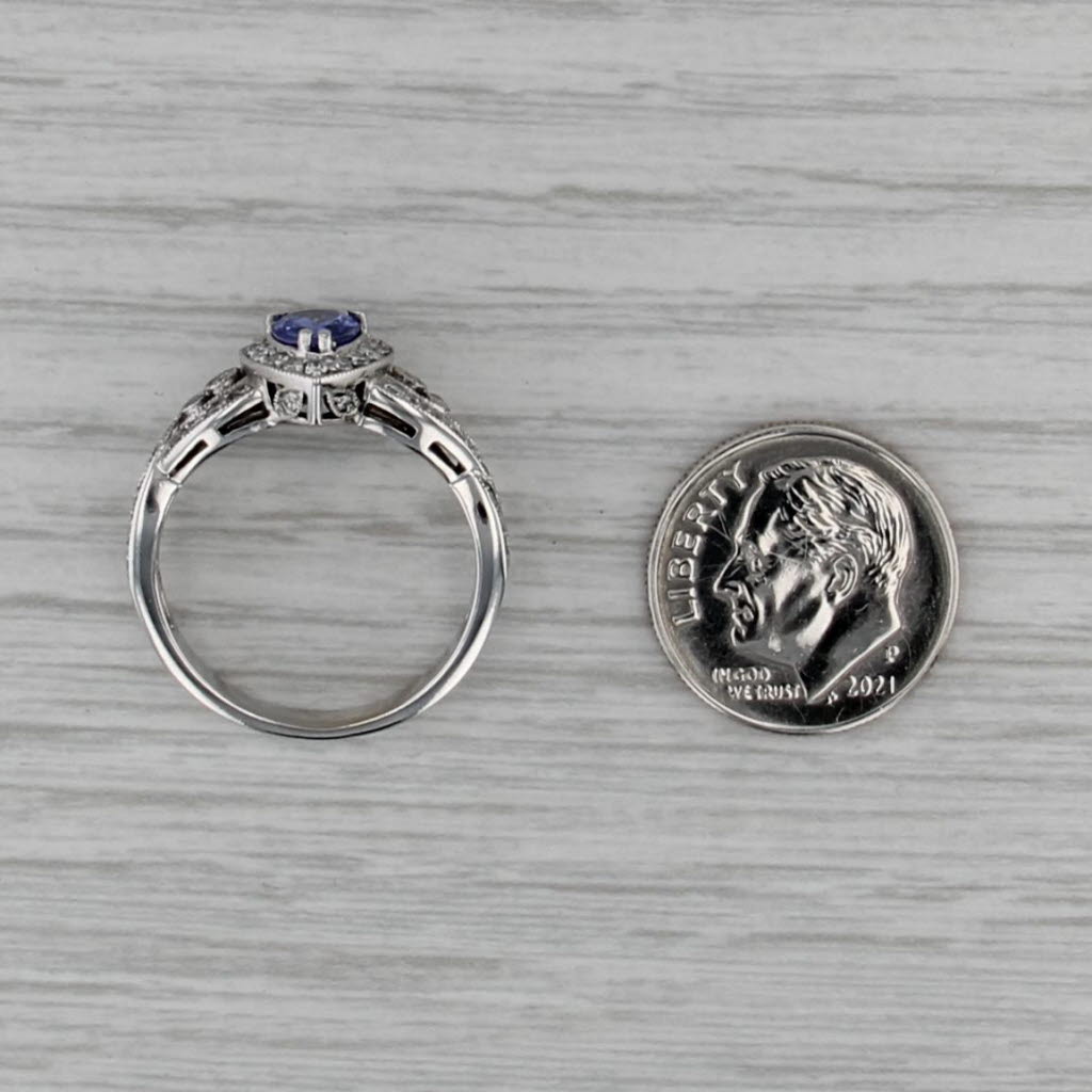 1.27ctw Pear Tanzanite Diamond Halo Teardrop Ring 14k White Gold Engagement