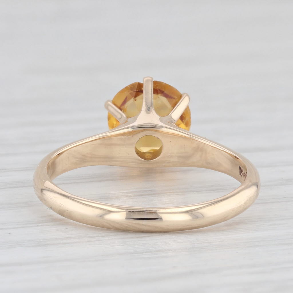 Light Gray Antique Orange Garnet Doublet Round Solitaire Ring 14k Yellow Gold Size 6.25