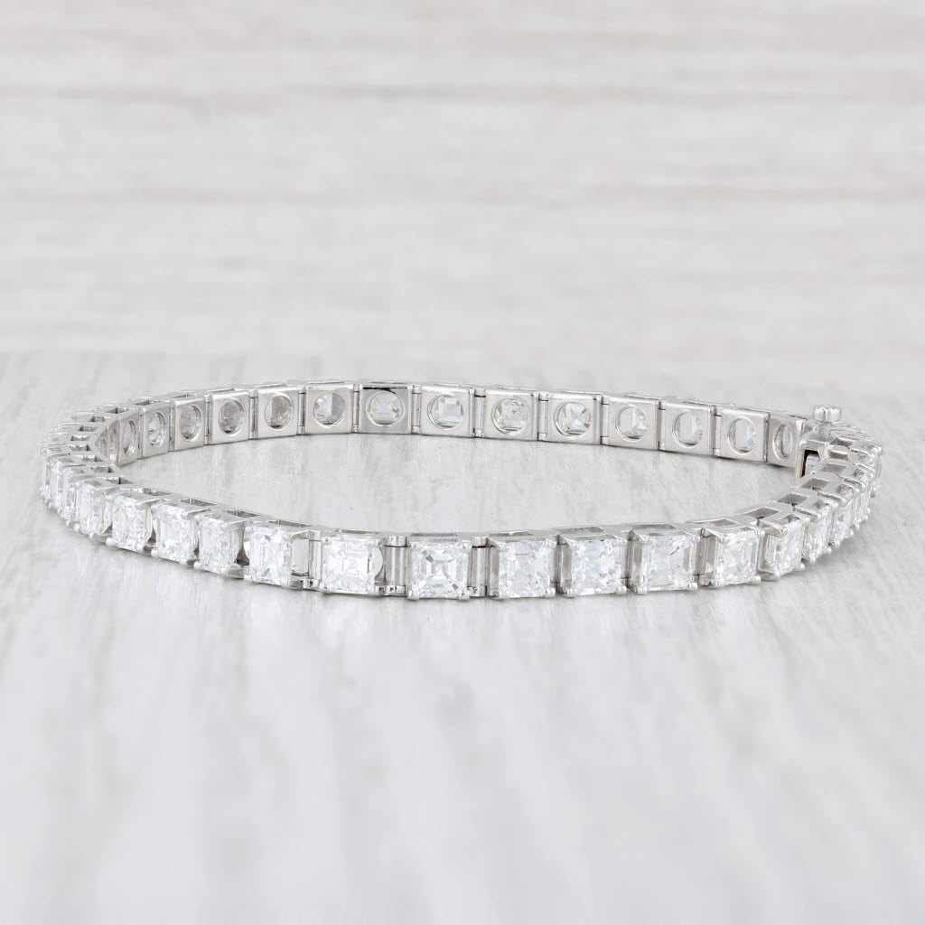 Light Gray 10ctw VS2 Square Diamond Tennis Bracelet 14k White Gold 7.5" 3.9mm