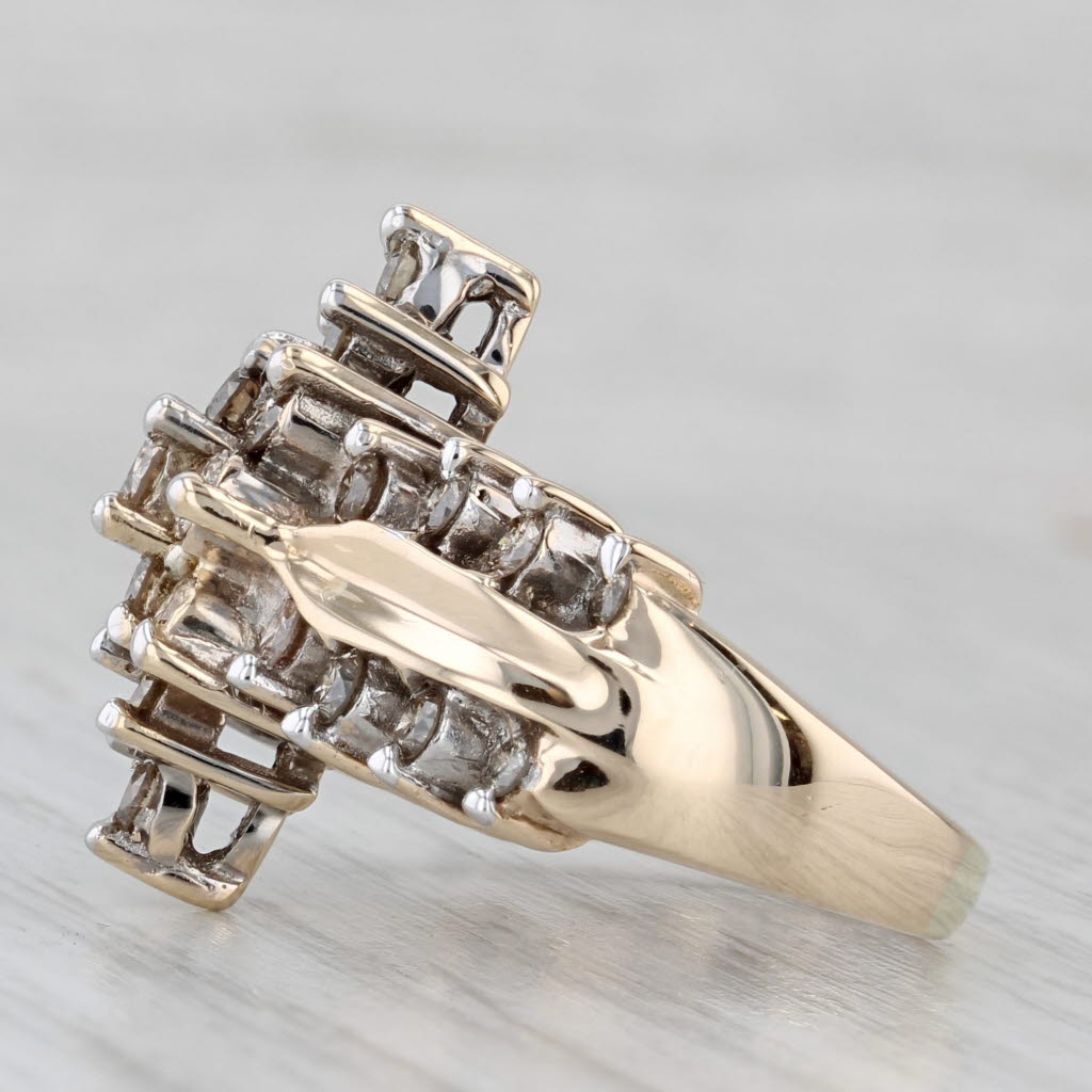Gray 1.55ctw Champagne Diamond Cluster Ring 10k Yellow Gold Size 8.25 Cocktail