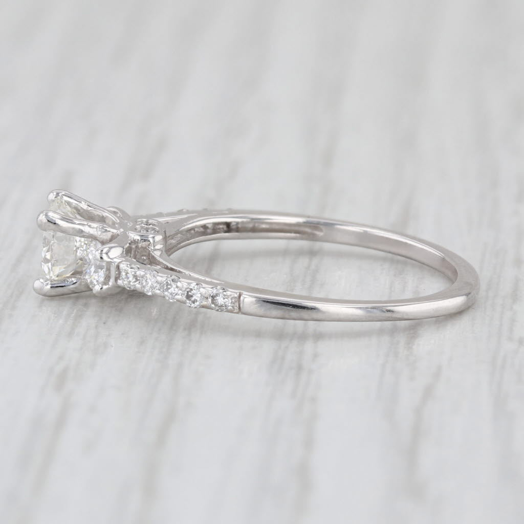 GIA 0.82ctw Round Diamond Engagement Ring 14k White Gold Size 7 Cathedral Band