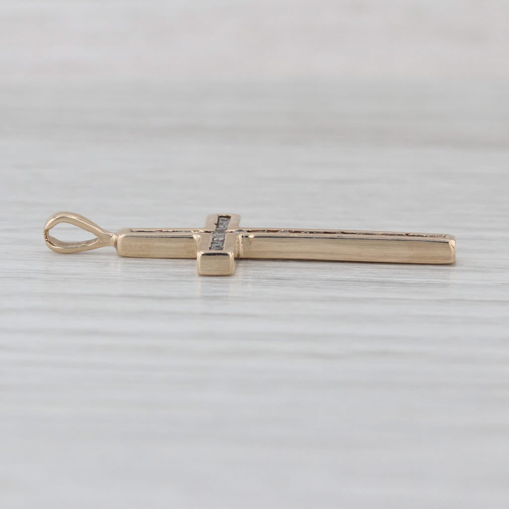 0.18ctw Channel Set Diamond Cross Pendant 10k Yellow Gold