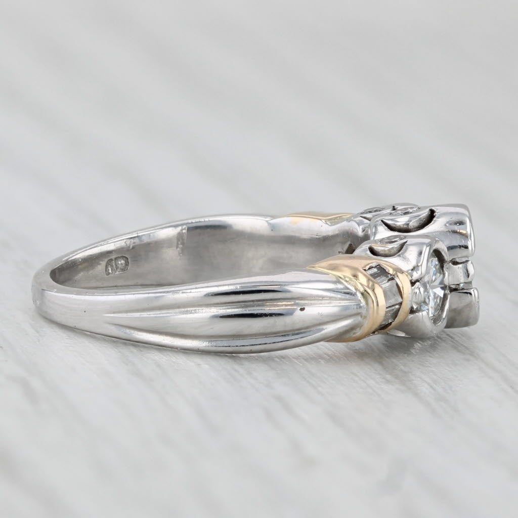 Light Gray 0.82ctw Diamond 3-Stone Engagement Ring 14k White Yellow Gold Size 5.5
