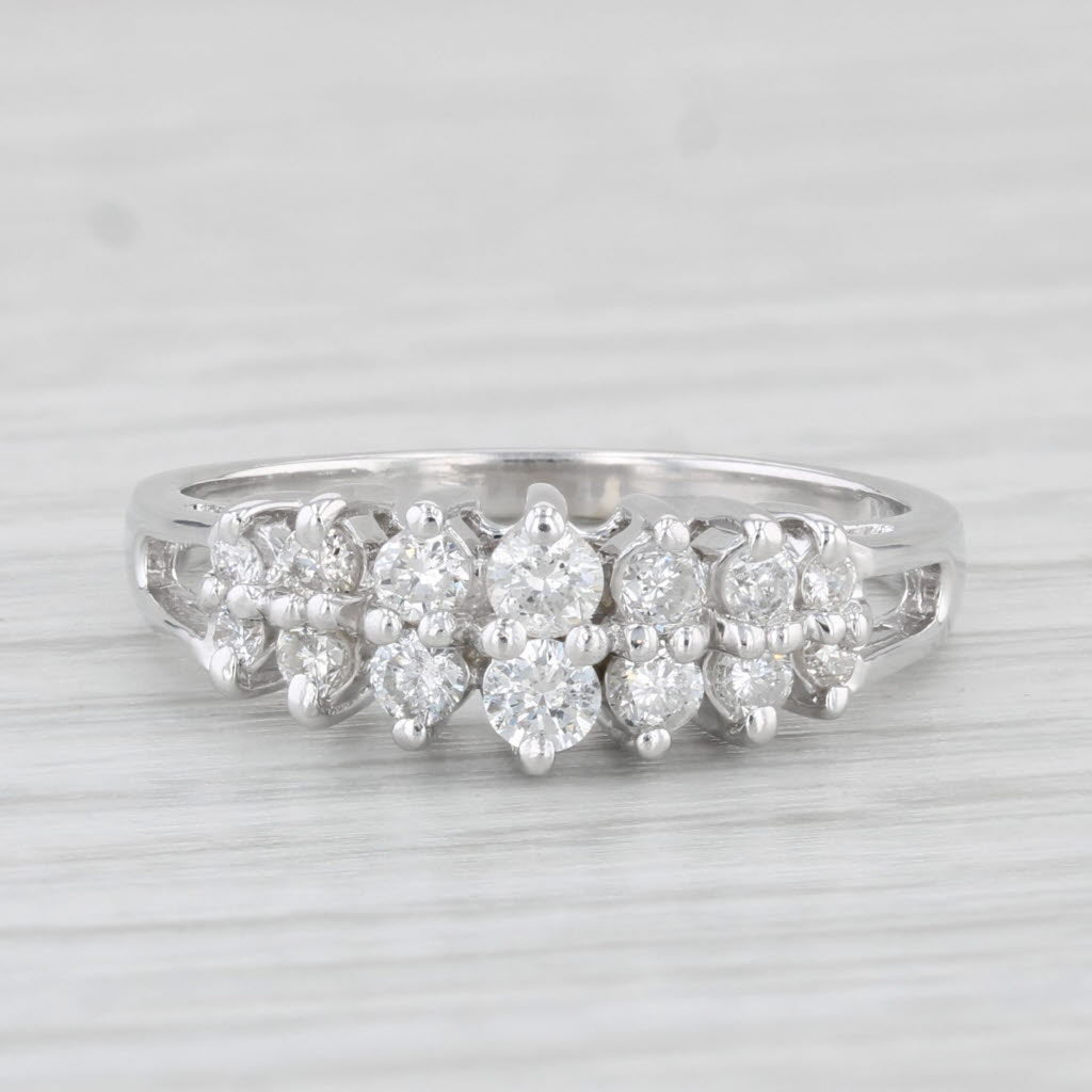 Light Gray 0.37ctw Tiered Pyramid Diamond Ring 14k White Gold Size 6.5 Stackable