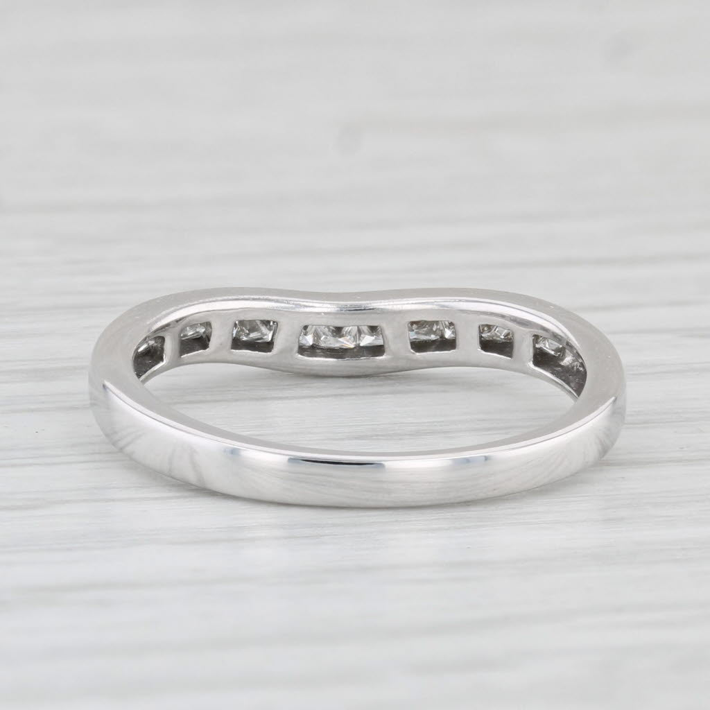 Light Gray 0.60ctw Contoured Diamond Wedding Band 14k White Gold Size 7 Stackable Ring