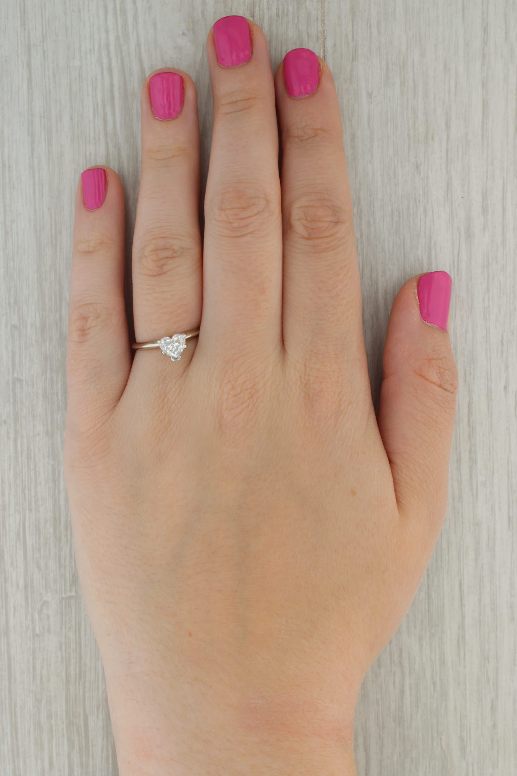 Rosy Brown 1.04ct Heart Solitaire Diamond Engagement Ring 14k White Gold Size 8.5 GSI