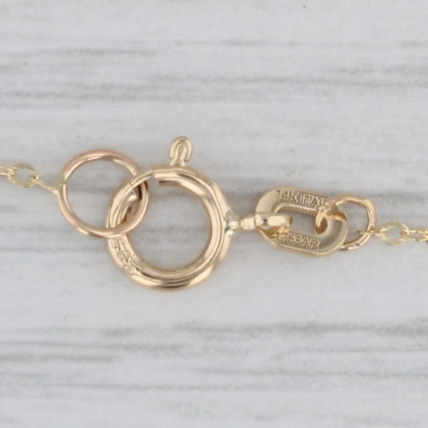 Gray Small Heart Pendant Cable Chain Necklace 14k Yellow Gold Adjustable 16"-18"