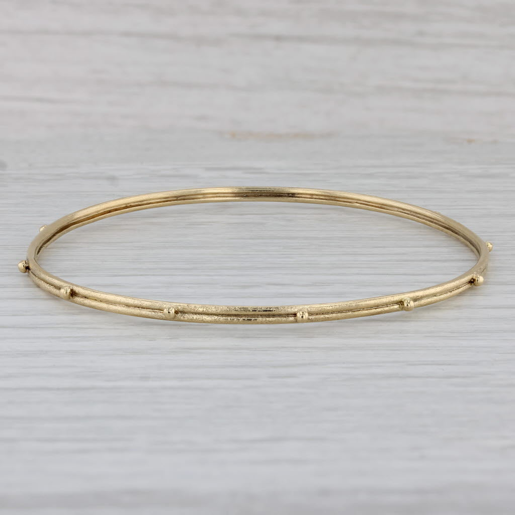 Gray Granulated Dots Bangle 18k Yellow Gold Bracelet 8" 2.5mm Emily Armenta