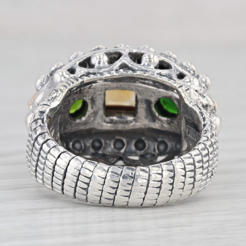 Light Gray Alwan Vahan 2.65ctw Diopside Citrine Cocktail Ring Sterling Silver 14k Gold