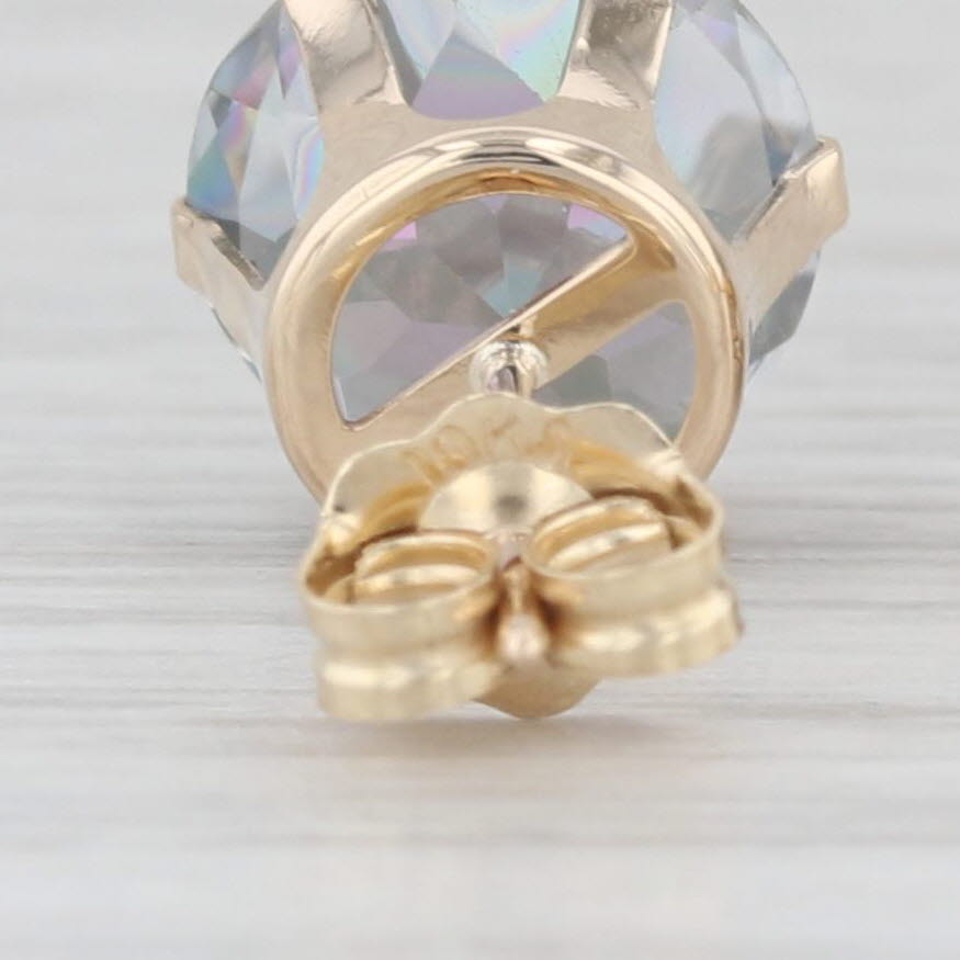 Light Gray 4.20ctw Mystic Topaz Stud Earrings 10k Yellow Gold Round Purple Green Solitaires