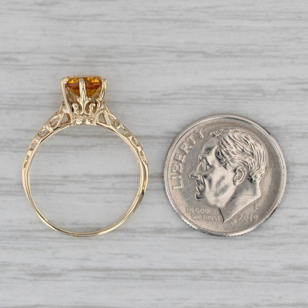 Gray Lab Created Yellow Sapphire Ring 1ct Round Solitaire 10k Yellow Gold Size 5