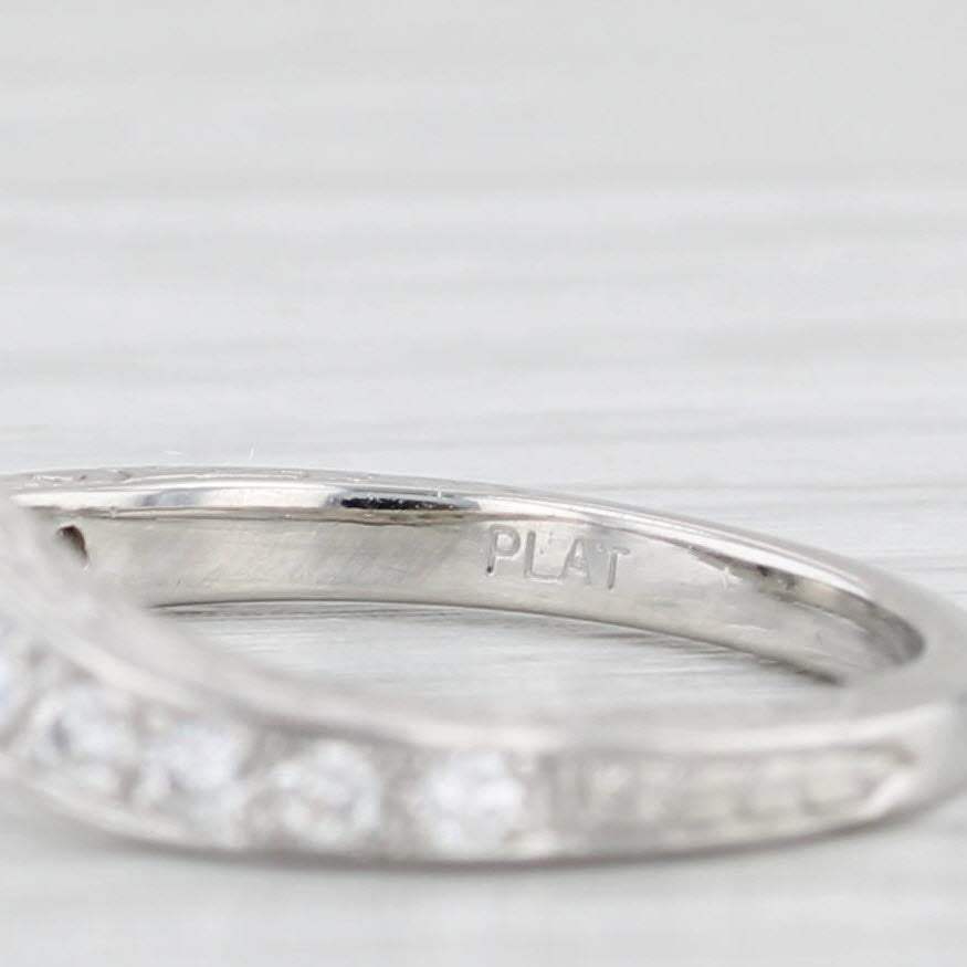 Light Gray 0.25ctw Diamond Contoured Wedding Band Platinum Sz 5.75 Guard Enhancer Stackable