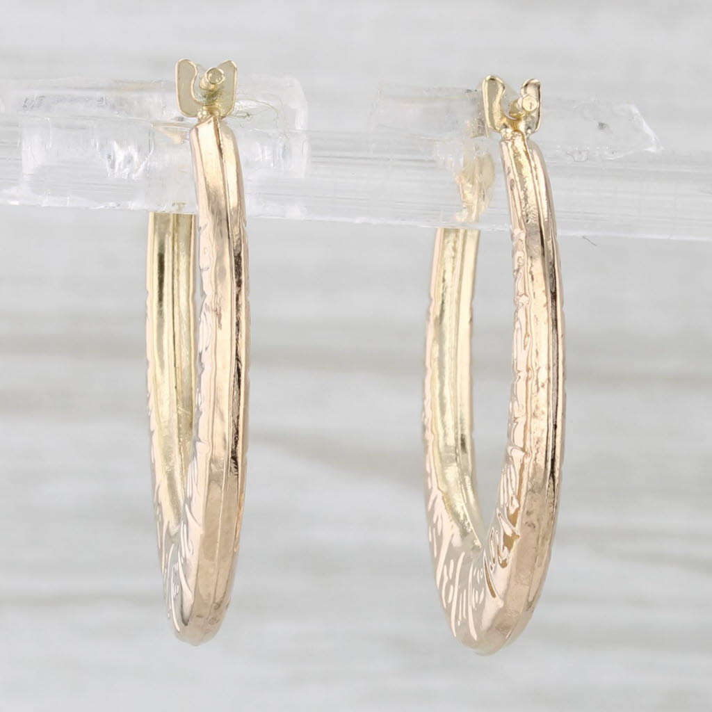 Light Gray Zodiac Signs Hoop Earrings 14k Yellow Gold Snap Top Oval Hoops