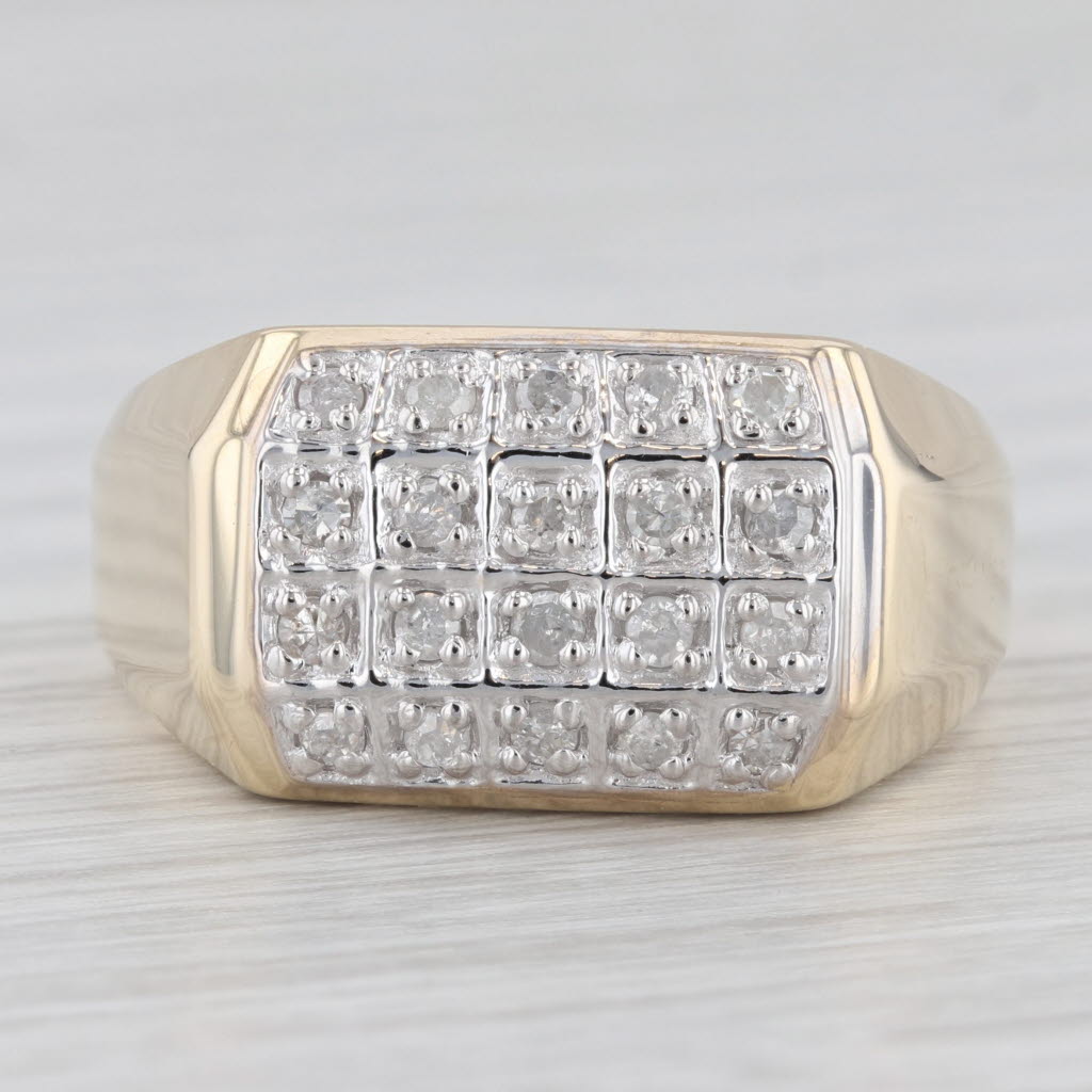 Light Gray 0.20ctw Diamond Men's Ring 10k Yellow Gold Size 10.25