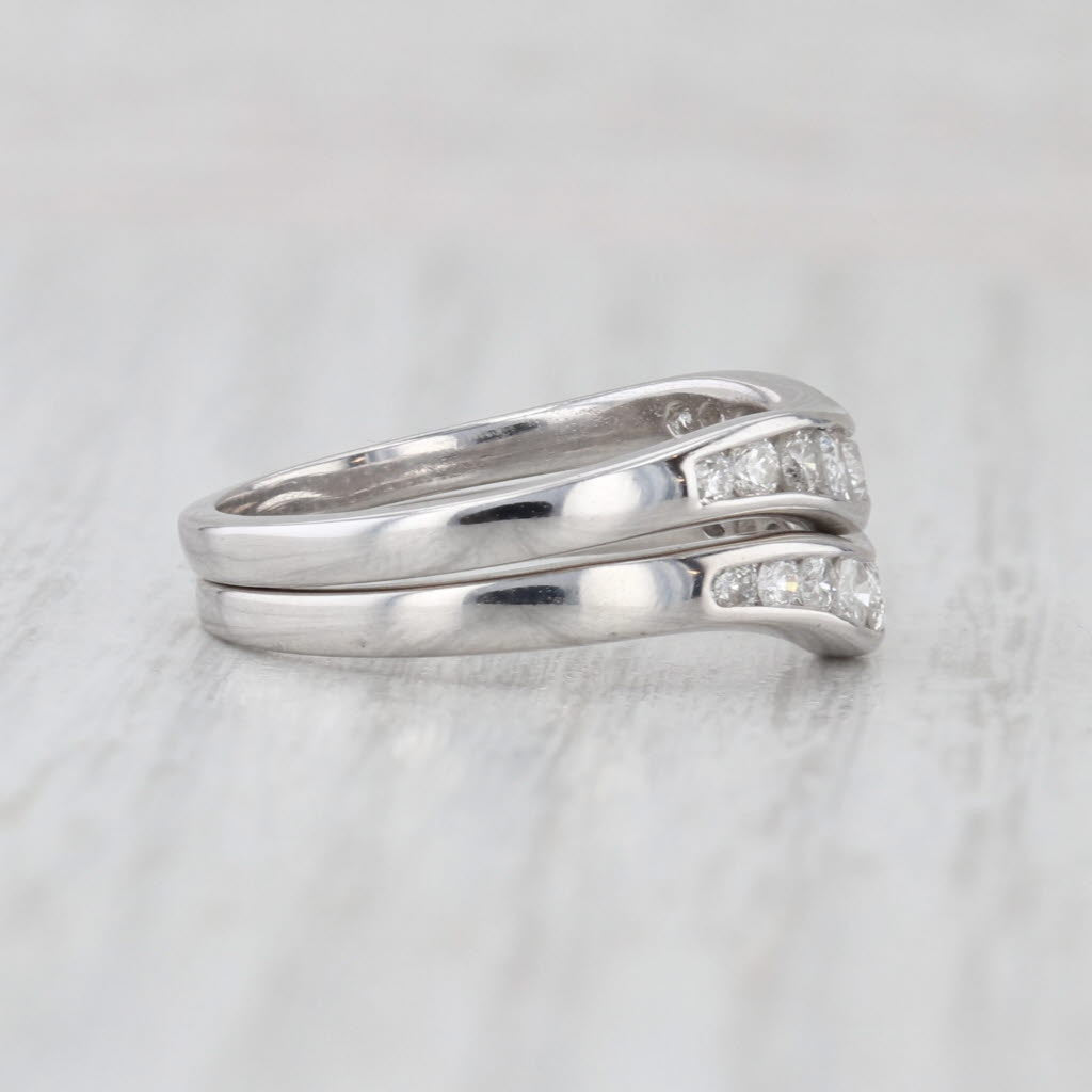 0.80ctw Diamond Wedding Ring Jackets Guards Set of 2 Size 7-7.25 14k Gold Bands