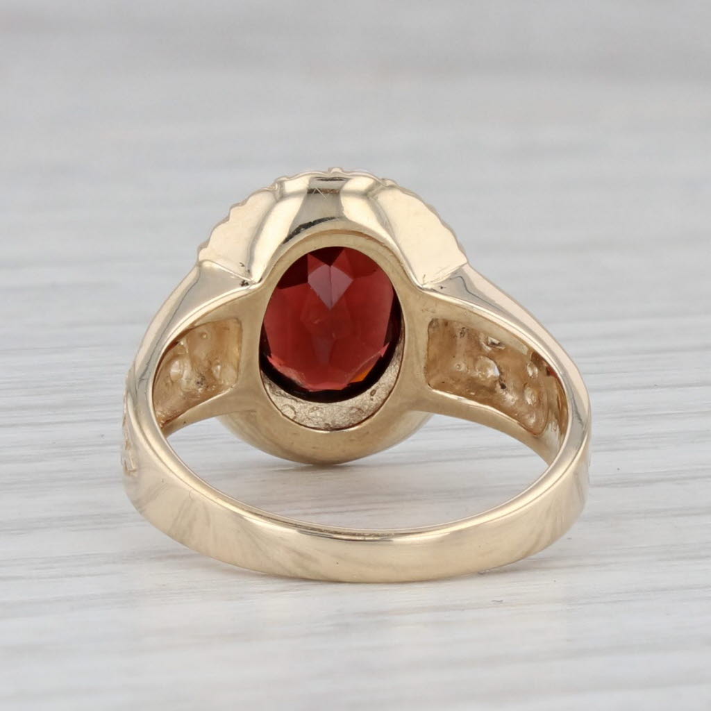 Gray Vintage 2ct Garnet Seed Pearl Halo Ring 14k Yellow Gold Size 6.5