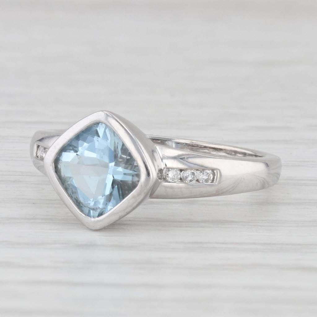 Light Gray 1.64ctw Aquamarine Diamond Ring 14k White Gold Size 7 Engagement