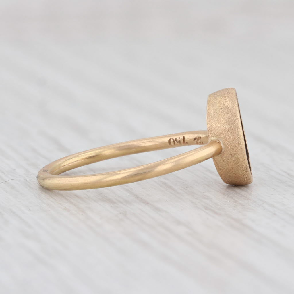 New Nina Wynn Black Quartz Agate Geode Ring 18k Yellow Gold Size 6.75