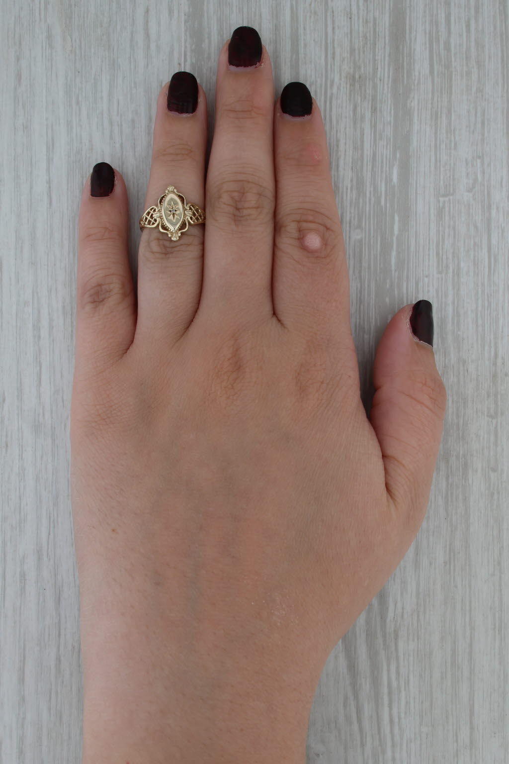 Vintage Diamond Signet Ring 10k Yellow Gold Size 5.5