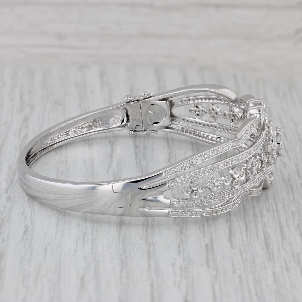 Gray Effy 1.15ctw Diamond Openwork Bangle Bracelet 14k White Gold 7"